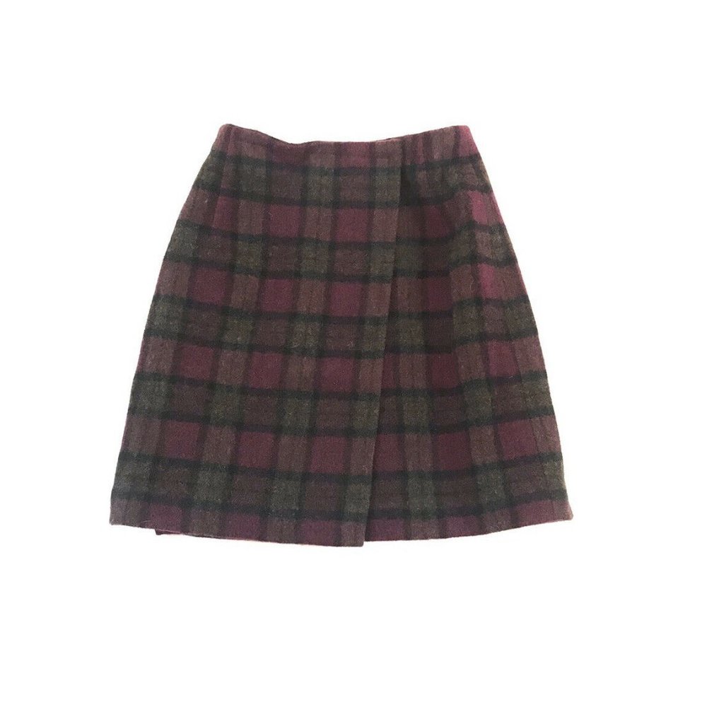 Eddie Bauer Tartan Plaid Mini Skirt Wool Blend
